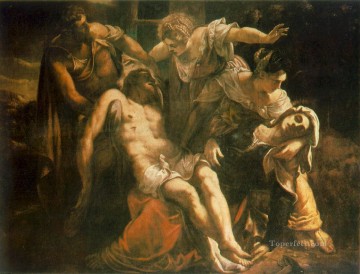 ティントレット Painting - 十字架からの降下 イタリア・ルネサンス ティントレット